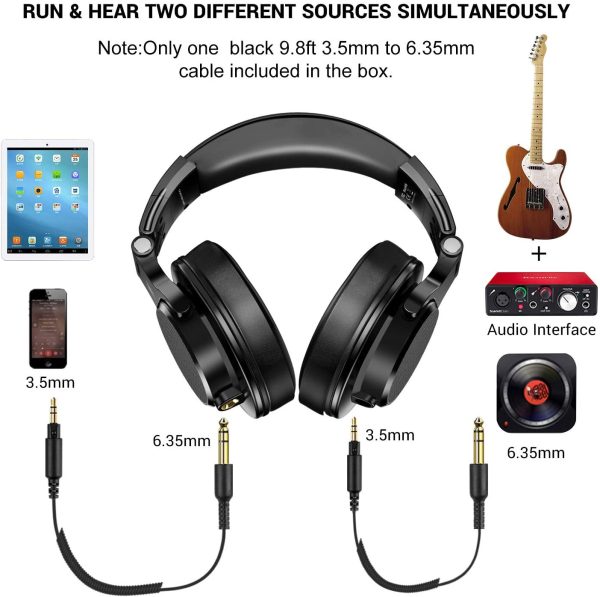 bopmen Over Ear Headphones - Wired Studio Headphones with Shareport, Foldable Headsets with Stereo Bass Sound for Monitoring Recording Keyboard Guitar Amp DJ Cellphone, Black - Image 8