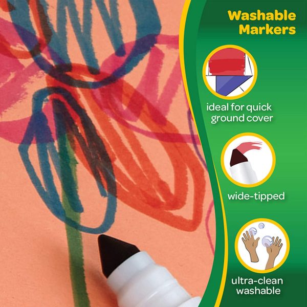 Crayola Ultra-Clean Washable Markers Broad Line 10 Count Arts & Crafts - Image 3