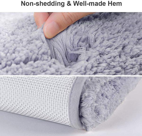 VANZAVANZU Bathroom Rugs Ultra Soft Absorbent Non Slip Fluffy Thick Microfiber Cozy Grey Bath Mat for Tub Shower Bathroom Floors Accessorie (16"x24", Baby Lavender) - Image 6