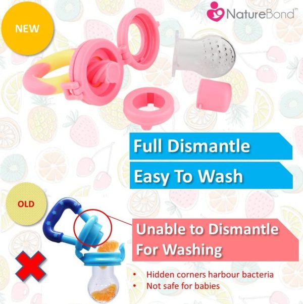 NatureBond Baby Food Feeder/Fruit Feeder Pacifier (2 Pack) - Infant Teething Toy Teether | Includes Additional Silicone Sacs - Image 7