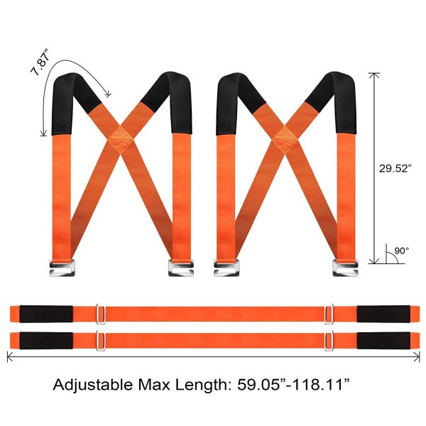 MAXBROTHERS Moving Straps, 2-Person Shoulder Lifting and Moving System for Appliances, Furniture, Mattresses or Heavy Objects up to 440 Pounds (Orange4) - Image 2