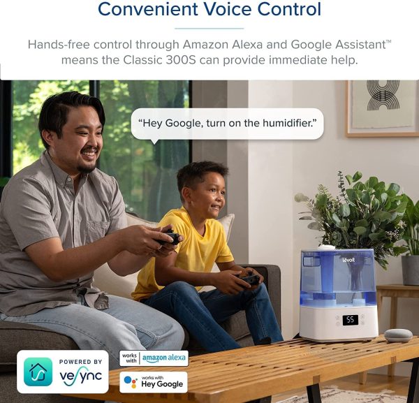 LEVOIT Humidifier for Bedroom Large Room Home, Smart Wifi Alexa Control, 6L Top Fill Cool Mist Humidifiers for Plants, Baby, Ultrasonic, Essential Oil Tray, Auto Mode, Night Light, Quiet, Blue - Image 2