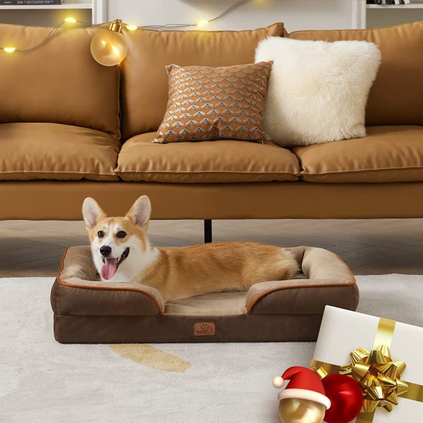 Bedsure Orthopedic Dog Bed for Medium Dogs - Waterproof Dog Bed Medium, Foam Sofa with Removable Washable Cover, Waterproof Lining and Nonskid Bottom Couch, Pet Bed, Brown - Image 8