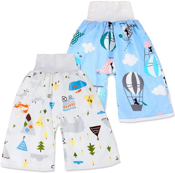 MooMoo Baby 2 Pack Diaper Pants Training Diaper Skirts Nightuse Anti Bedwetting Pants Overnight Potty Learning Underwear - Image 5