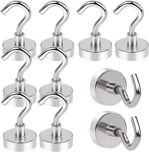 Magnetic Hooks Heavy Duty, 28Lbs Neodymium Magnets with Hooks for Refrigerator, 10Pcs Strong Cruise Hooks for Hanging, Magnetic Hanger for Grill, Toolbox, Storage - Image 6