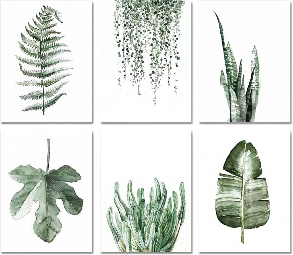 Plant Prints Unframed Posters Wall Art for Living Room Decor, 8x10 Poster Canvas Prints Set of , Botanical Prints Wall Art Leaf Posters Sage Green Decor