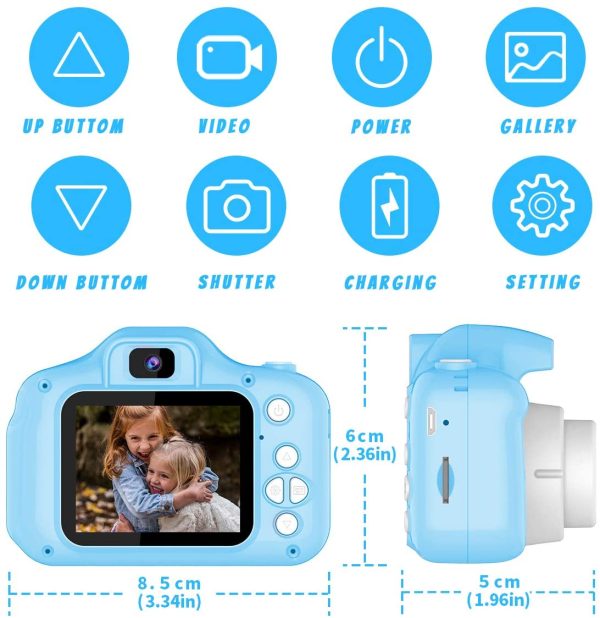 Kids Camera Toys for 3-8 Year Old Boys Girls Joyjam 8.0 MP Children's Digital Cameras for Children Video Record Electronic Toy Birthday Gifts Christmas Blue - Image 2