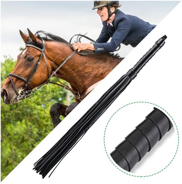 SlowTon Equestrian Horse Spread Whips, Horse Riding Bullwhip Costume Accessories with PU Leather Handle Training Tool for Horse Play Harness Handle Whip Party Cosplay