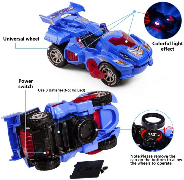 Refasy Robot Cars for Boys 3+ Year Old,Automatic Transforming Car Dinosaur Toys Deformation Car Ideal Xmas Birthdays Gifts for Kids Age 5-7 Transforming Robot Vehicle Car Boys Toys Blue - Image 4