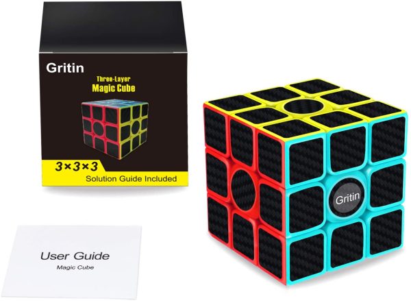 Magic Cube, Gritin 3x3x3 Smooth Speed Cube 3D Puzzles Cube with Vivid Color Carbon Fiber Surface - Ultra Durable and Flexible Easy Turning for Brain - Image 5