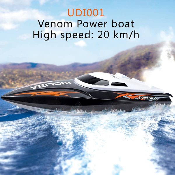 RC High Speed Boat Toys, Remote Control Toys for Adults and Kids, High Speed up to 25KM/H, Water Cooling System, Self-righting System, RC Boat for Pool/Lake/Outdoor, Upgraded Battery, Orange, Gift. (Black)