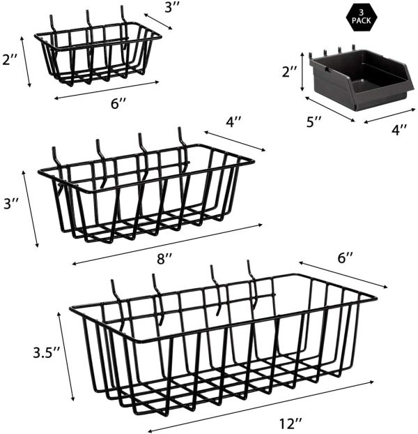 90PCS Peg Board Holders, 1/4 Inch Extra Thick Pegboard Hooks Storage Organizer with 3 Stainless Steel Pegboard Baskets, 3 Peg Board Bins, 1/4 Inch Peg Board Hook Set for Craft, Workbench - Image 4