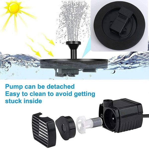 UniForU Solar Fountain, 1.4 W Solar Water Fountain Pump with 6 Nozzles und 4 Anti-collision Pole, Floating Solar Powered Bird Bath Fountain For Birdbaths, Pond,Garden, Pool, Fish Tank, Aquarium, Outdoor,Black - Image 4