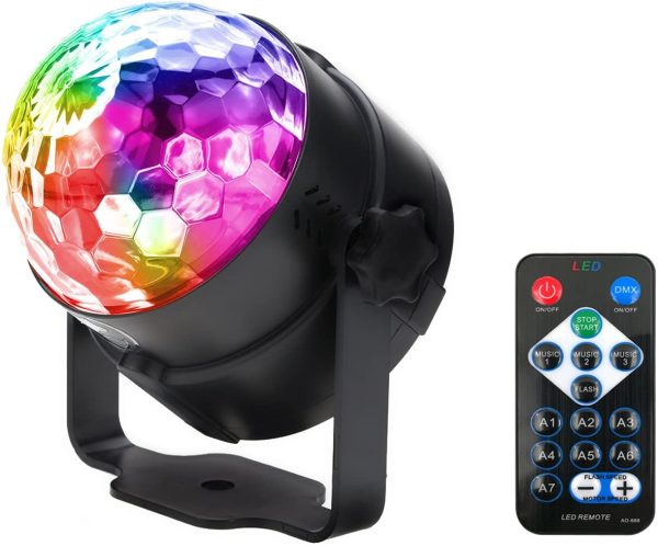 Party lights Disco Ball WINSAFE LED Strobe Lights Sound Activated, RBG Disco lights,dj lights,Portable 7 Modes Stage Light for Home Room Dance Parties Birthday Bar Karaoke Xmas Wedding Show Club Pub with Remote (1 PACK) - Image 6