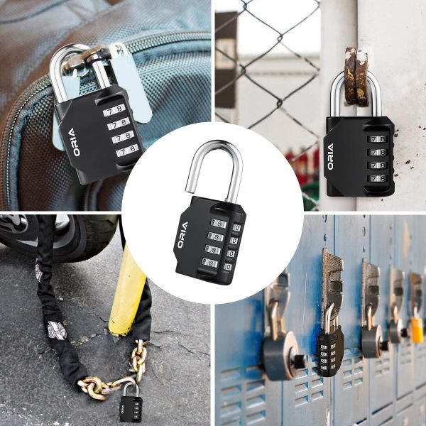 4 Digit Combination Lock, Locker Lock, Padlock Outdoor Indoor, Waterproof Design, for School, Gym Or Sports Locker, Toolbox, Hasp Cabinet (2 Pack, Black) - Image 8