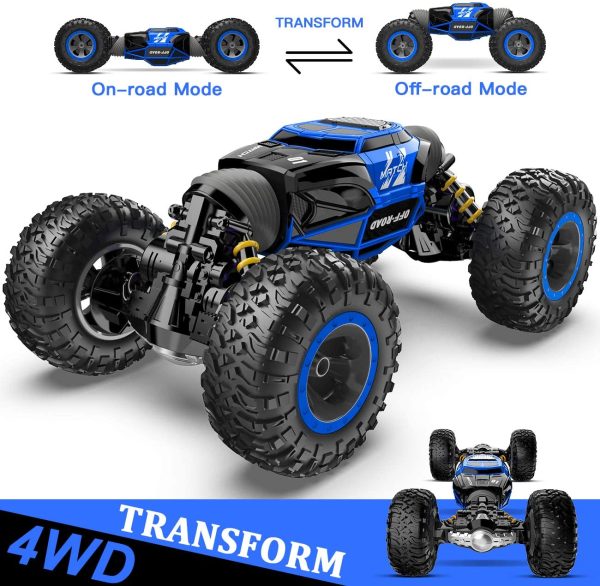 BEZGAR 16 Remote Control Car, Boys RC Buggy Truck 4WD Off Road All Terrains 1:14 Scale Hobby Toy Racing Transform Vehicles Outdoor for Kids and Adults (Blue) - Image 8