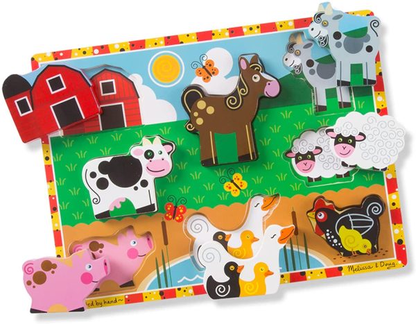 Melissa & Doug Farm Chunky Puzzle (Preschool, Chunky Wooden Pieces, Full-Color Pictures, 8 Pieces, Great Gift for Girls and Boys - Best for 2, 3, and 4 Year Olds) - Image 4