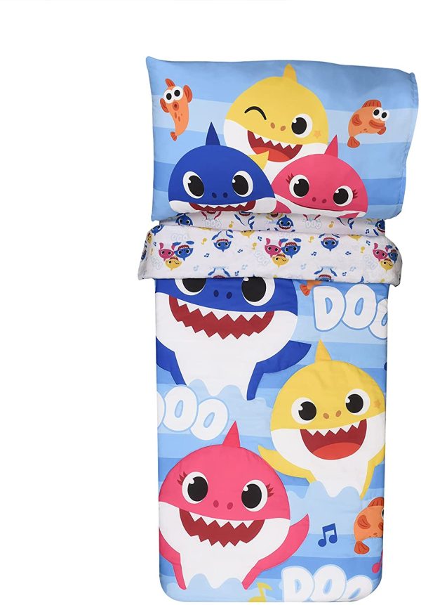 Baby Shark Toddler Bedding Set EXPRESSIONS (3 Piece Set, Fits Standard Crib Mattress) Includes Microfiber Reversible Comforter, Fitted Sheet, Pillowcase for Kids (Official Baby Shark Product) - Image 9