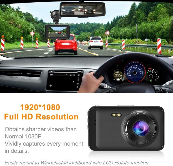 Dash Camera with SD Card Included, Dashcams for Cars Front Full HD 1080P Dash Cams 170??Wide Angle Dashboard Cameras for Trucks with Night Vision 3??IPS Screen Loop Recording G-Sensor Parking Monitor - Image 4