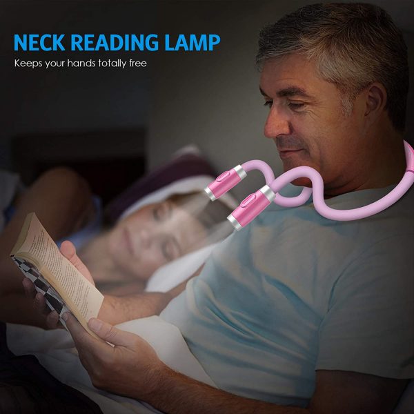 LED Neck Reading Light, Book Light for Reading in Bed, 3 Brightness Levels, Bendable Arms, Rechargeable, Long Lasting, Perfect for Reading, Knitting, Camping, Repairing (Pink) - Image 7