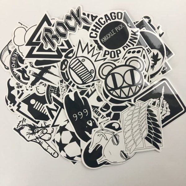 120PCS Black White Vinyl Sticker Graffiti Decal Perfect to Laptops, Skateboards, Luggage, Cars, Bumpers, Bikes, Motorcycle, Helmet, Window, Guitar, Snowboard, Cellphone (120Pcs) - Image 6