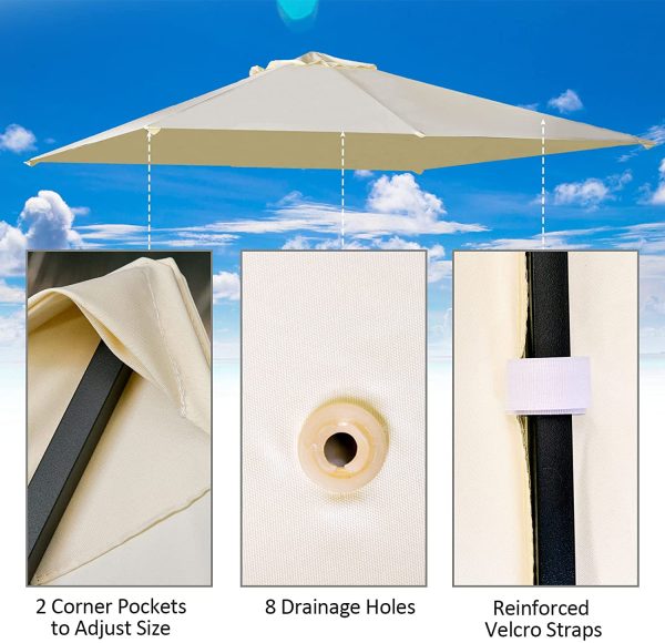 Outsunny 10' x 10' Square Gazebo Canopy Replacement UV Protected Top Cover Sun Shade Beige - Image 8