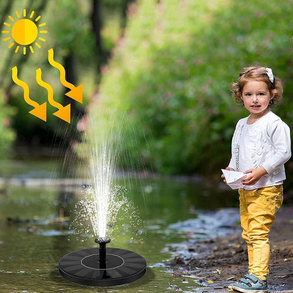 UniForU Solar Fountain, 1.4 W Solar Water Fountain Pump with 6 Nozzles und 4 Anti-collision Pole, Floating Solar Powered Bird Bath Fountain For Birdbaths, Pond,Garden, Pool, Fish Tank, Aquarium, Outdoor,Black