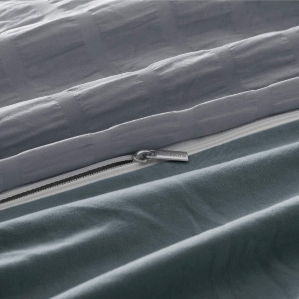 Dark Grey Duvet Cover for King Bed - Seersucker Stripe Ultra Soft Microfiber with Zipper Closure, Corner Ties - Image 6