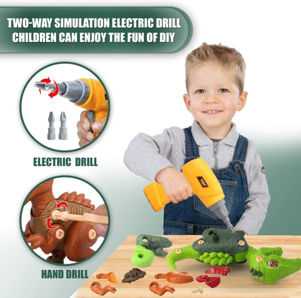 Sanlebi Toy for 4 5 6 7 Year Old Boys Take Apart Dinosaur Toys for Kids Building Toy Set with Electric Drill Construction Engineering Play Kit STEM Learning for Boys Girls Age 3 4 5 Year Old - Image 2