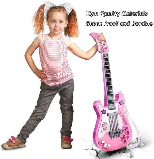 Kids Guitar for Girls Boys Kids Toy Guitar Pink Guitar Musical Instruments Birthday Gift Party Favor for Girls Kids (Pink) - Image 2