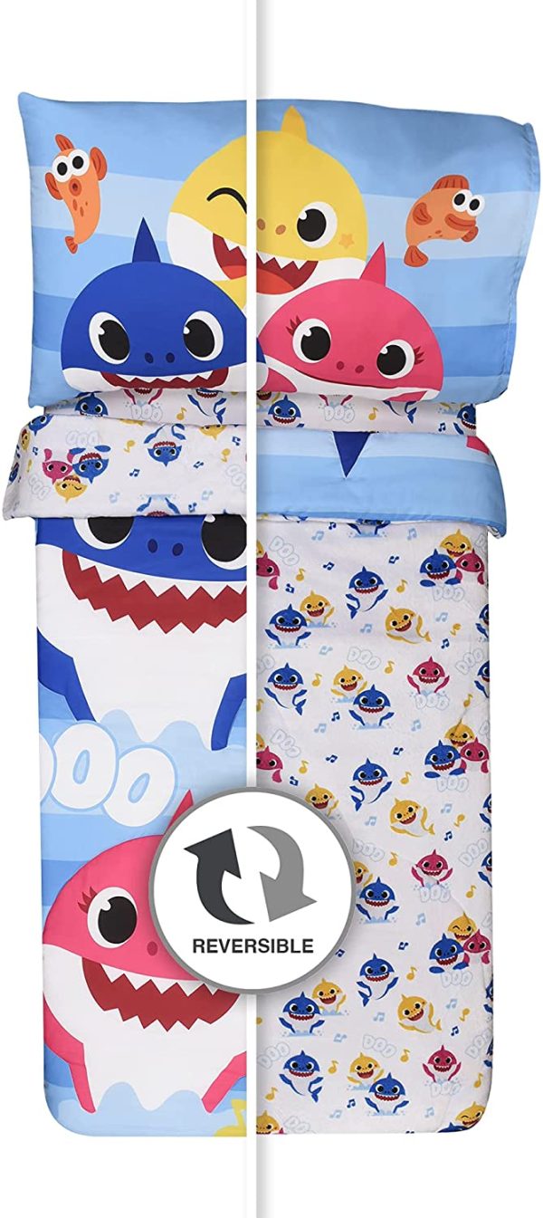 Baby Shark Toddler Bedding Set EXPRESSIONS (3 Piece Set, Fits Standard Crib Mattress) Includes Microfiber Reversible Comforter, Fitted Sheet, Pillowcase for Kids (Official Baby Shark Product) - Image 3