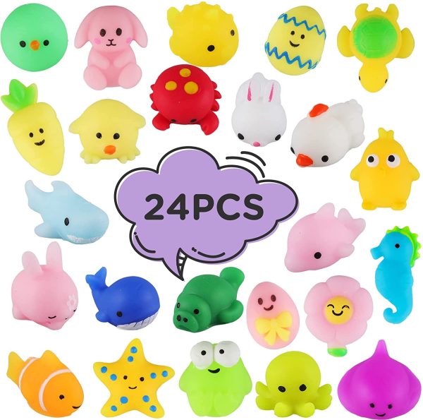 ASONA 24Pcs Mochi Squishy Toys Easter Egg Filler, Bunny Sea Animal Squishies for Easter Egg Stuffers, Fidget Toys Easter Gifts for Kids Girls Birthday Party Favors - Image 3