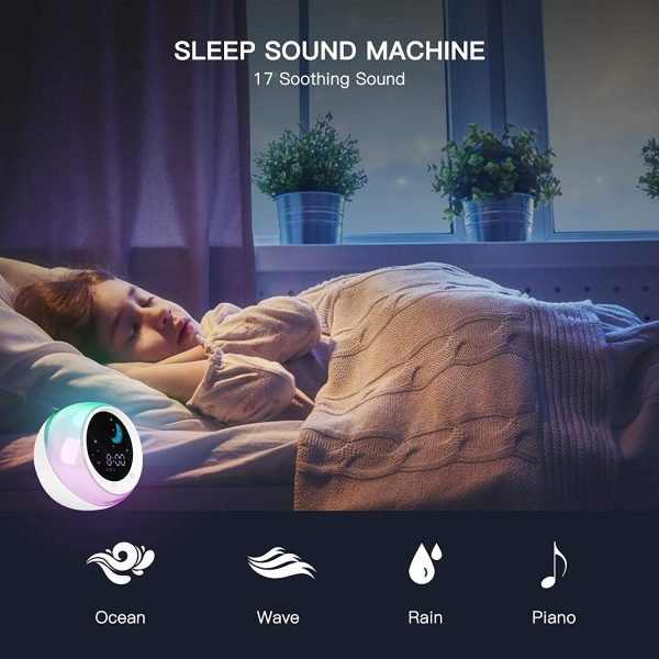 Time to Wake Alarm Clock for Kids, Children's Sleep Trainer, Kids Wake Up Light, Sleep Sound Machine - Image 3