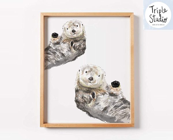 Sea Otter Wall Art - Newborn Unisex Baby Room Wall Decor, Ocean themed kids Bedroom, Gender Neutral, UNFRAMED, Signed by Artist - Image 8