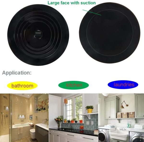 V-TOP Tub Stopper 2 Pack, 6 inches Large Silicone Drain Plug Hair Stopper Flat Suction Cover for Kitchen Bathroom and Laundry