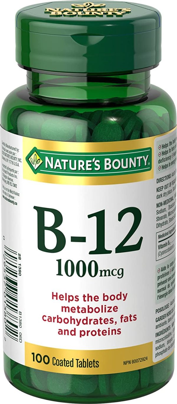 Nature's Bounty Vitamin B12 1000mcg 100 Tablets Helps the Body Metabolize Carbohydrates Fats and Proteins Helps in Normal Immune System Function and to Metabolize Energy, Multi-colored - Image 3