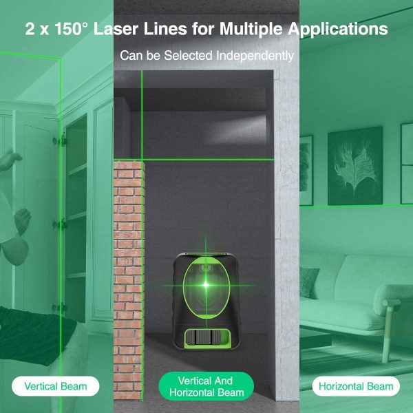 Laser Level Self-Leveling150ft/45m Outdoor Cross Line Laser, Selectable Laser Lines with Pulse Mode,Level with Vertical Beam Spread Covers of 150??,360??Magnetic Base and Battery Included-BOX-1G - Image 8