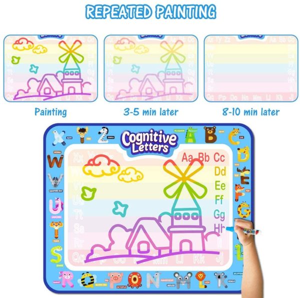 Jasonwell Aqua Magic Doodle Mat 40 X 32 Inches Extra Large Water Drawing Doodling Mat Coloring Mat Educational Toys Gifts for Kids Toddlers Boys Girls Age 3 4 5 6 7 8 Year Old - Image 5