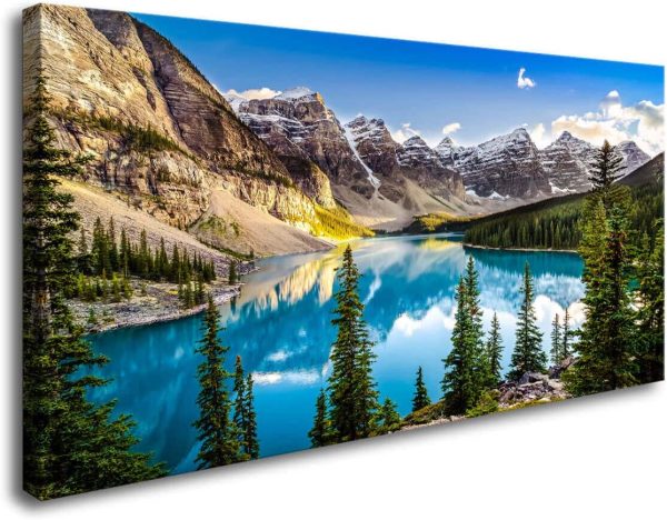 Wall Pictures for Living Room Moraine Lake Landscape Banff National Park Photos Mountain Painting Living Room Artwork for Walls Prints Nature Wall Art Modern Wall Pictures for Bedroom Canvas Wall Art - Image 4