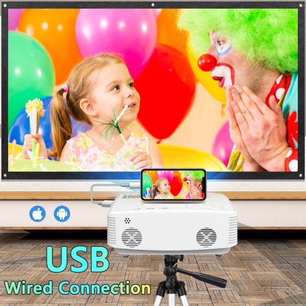 WiFi Projector, 7000 Lumen with 100 Inch Screen, 1080P Enhanced Portable Mini Projector Compatible with TV Stick Smartphone Tablet HDMI USB AV for Home Theater - Image 5