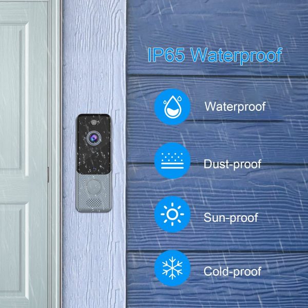 ??Free Cloud Storage?? Wireless Video Doorbell Camera 1080P WiFi Door Bell with Chime, PIR Motion Detection, Two-Way Audio, IR Night Vision, 166??Wide Angle, IP65 Waterproof, Rechargeable Batteries - Image 3