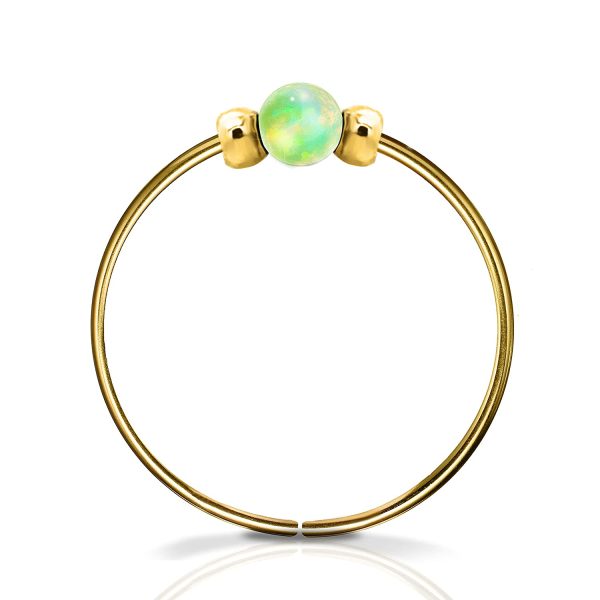 Thin 14k Gold Filled Tiny Nose Ring Hoop - 2 mm Green Opal piercing Nose Hoop - 24 gauge very Thin Nose Hoop Tiny Piercings Nose Rings hoop - Opal nose rings - Image 5