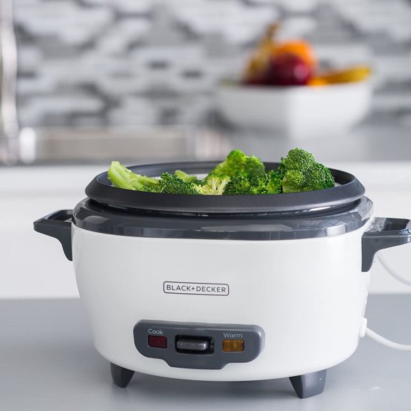 BLACK+DECKER 2-in-1 Rice Cooker and Food Steamer, 6 Cup (3 Cup Uncooked), White, RC506C - Image 2