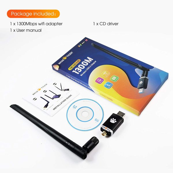 WiFi Adapter for PC Gaming 1300Mbps, USB 3.0 Wireless Adapter Dual Band 5GHz 802.11AC Wifi Dongle 5dBi Antenna Support Desktop Laptop Windows XP/Vista/7/8/10/11 Mac 10.6-10.15 - Image 6