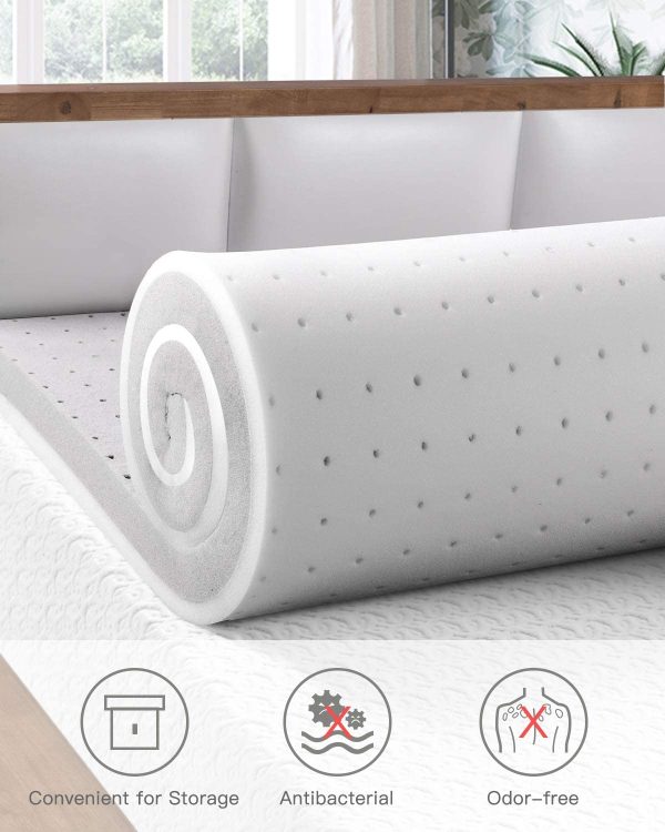 Memory Foam Mattress Topper, 3 Inch Bamboo Charcoal Mattress Topper, Queen 2 Layers Mattress Pad Queen Size Ventilated Design Bed Mattress Topper CertiPUR-US Certified (Queen, 152x203cm) - Image 3