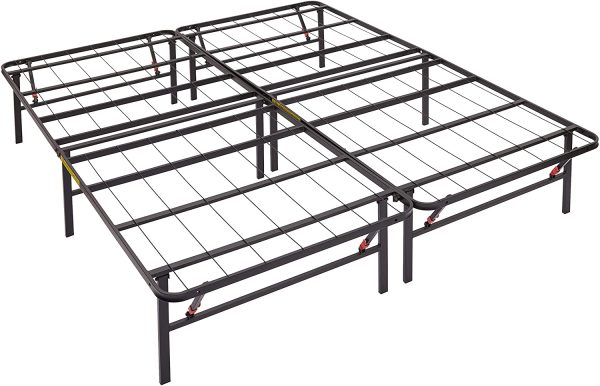 Amazon Basics Foldable Metal Platform Bed Frame for Under-Bed Storage - Tools-free Assembly, No Box Spring Needed - Queen