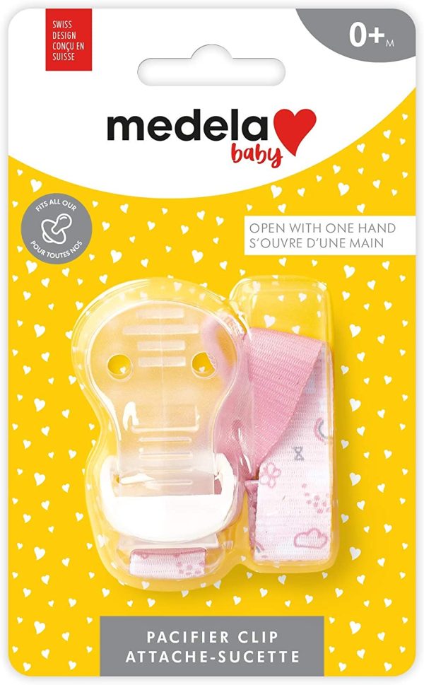 Medela Baby Pacifier Clip Holder | BPA-Free | Lightweight & Opens with One Hand | Universal Design fits most pacifiers | Pink