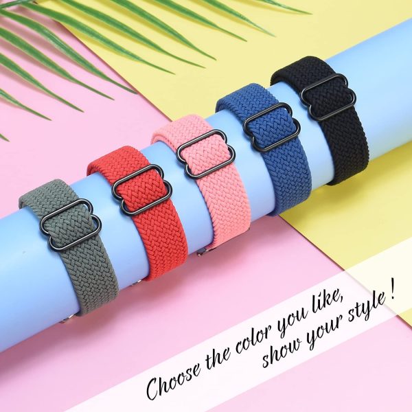 Seorsoki Braided Solo Loop Band Compatible with Fitbit Versa 3/Fitbit Sense, Breathable Elastic Soft Nylon Adjustable Sport Band Strap Replacement Band for Fitbit Versa 3/Fitbit Sense Band, Women Men - Image 4