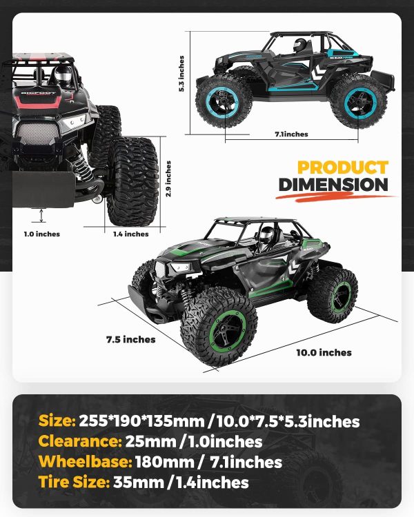 BEZGAR 18 Remote Control Truck for Boys, RC Car Toy Grade 1:14 Scale 2WD High Speed 20 Km/h All Terrains Electric Toy Off Road Vehicle Crawler with Two Rechargeable Batteries for Kids and Adults (Blue) - Image 3