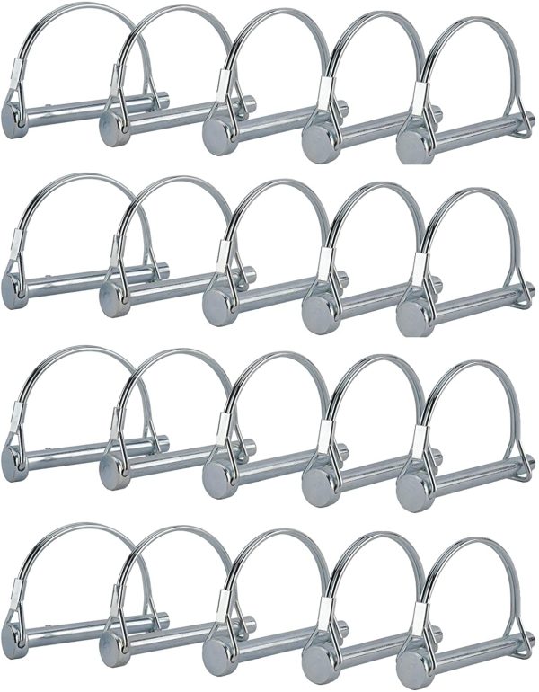 AuInn 20 Packs Wire Lock Pin, 5/16 Inch Shaft Locking Pin Heavy Duty Safety Coupler Pin Trailer Hitch Pins with Round Arch Wire Retainer for Trailers Lawn Garden - Image 2